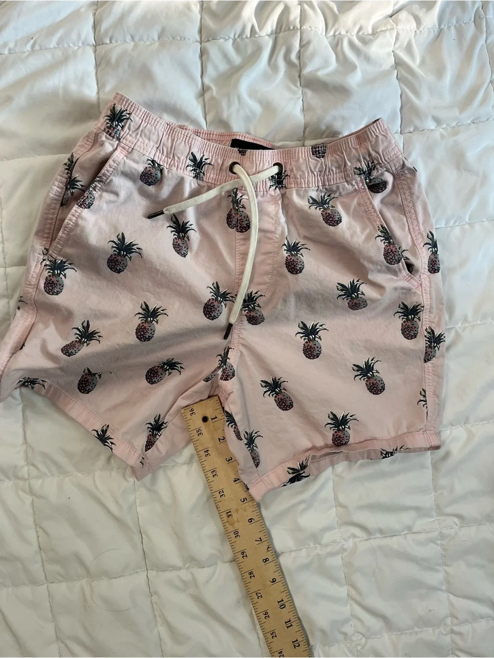 Hollister men’s Light Pink Pineapple Print Swim Shorts sz xs